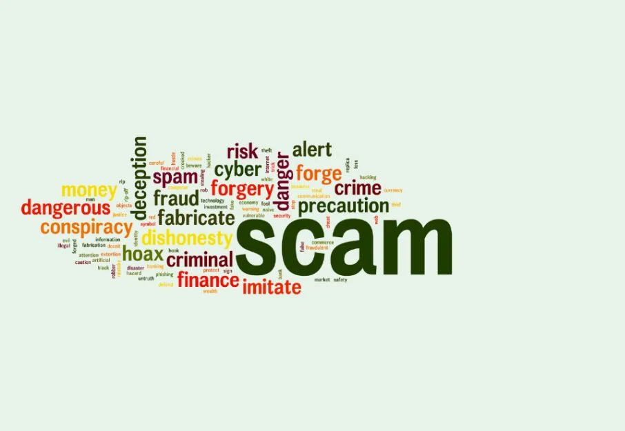 word graph of common scams while travelling