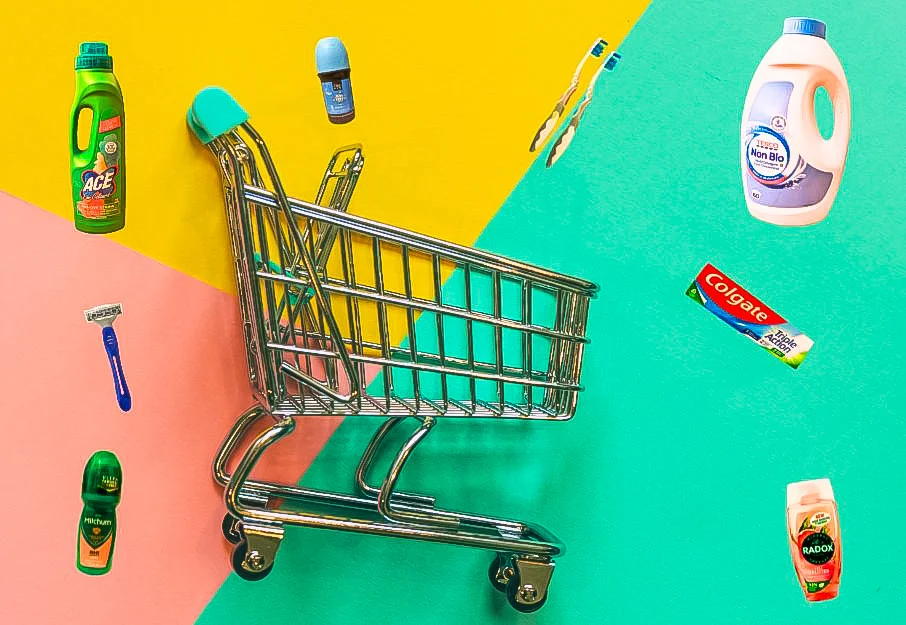 shopping trolley and everyday life accessories