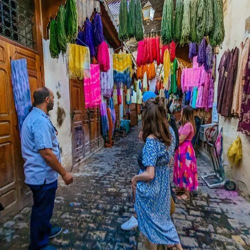 Walking tour through the dye markets in Fes, Morocco.
