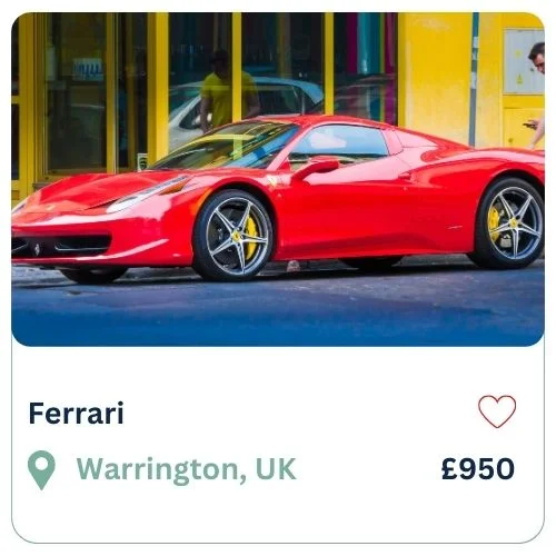 A picture of a red Ferrari in a for sale ad at a fake cheap price