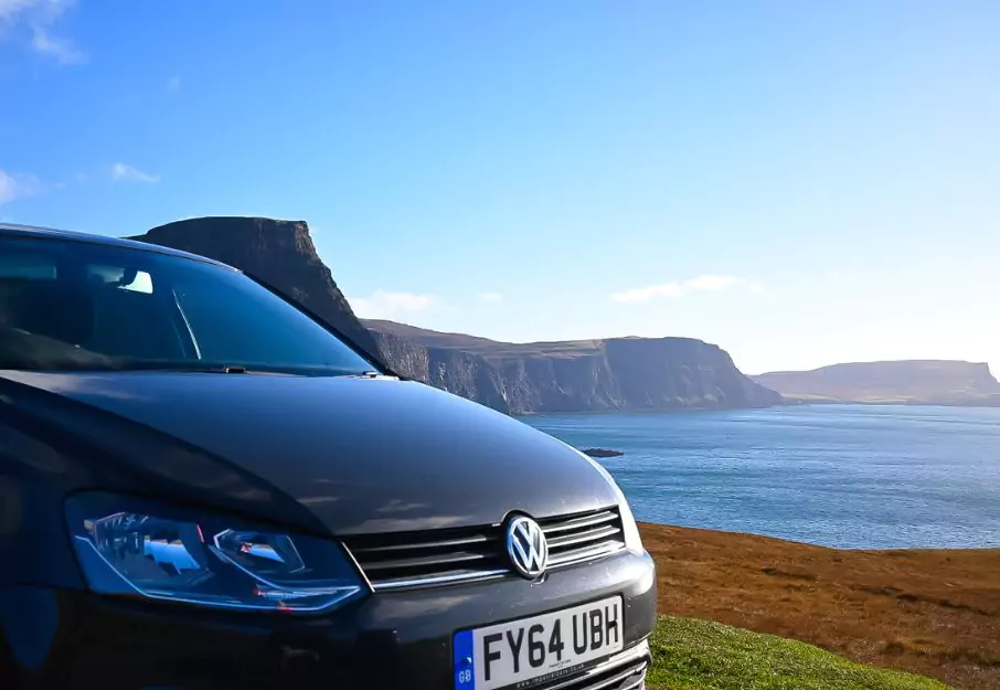 A hire car in Scotland during our long-term travel