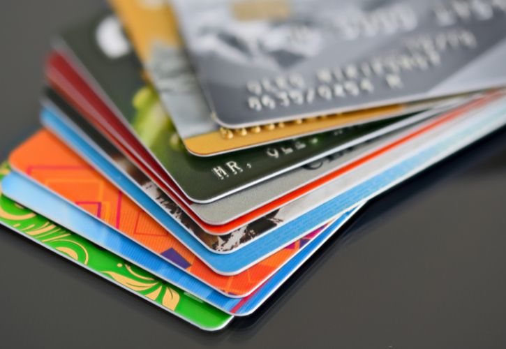 Stack of credit cards for travel hacking