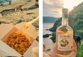 A photo of takeaway pasta and a limoncello both with epic Cinque Terre views