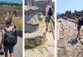 Man exploring Pompeii, Italy