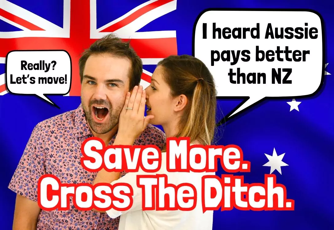 woman whispering in mans ear about how good Australia is compared to NZ
